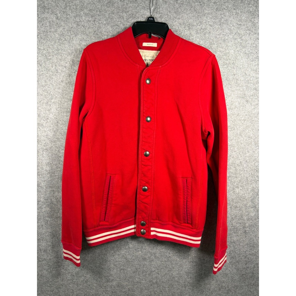 Abercrombie & Fitch Mens Red Varsity Bomber‎ Jacket Muscle Fit Medium 163898